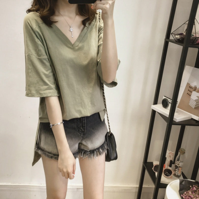 2020 Summer Loose V-Neck Women's T-Shirt