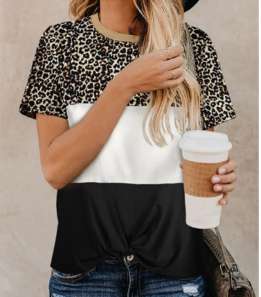 Spring Summer Leopard Print Short Sleeve T-Shirt