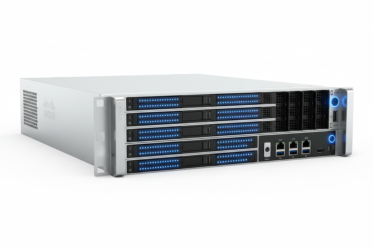 Cisco Enterprise Rack Server with blue LED lights